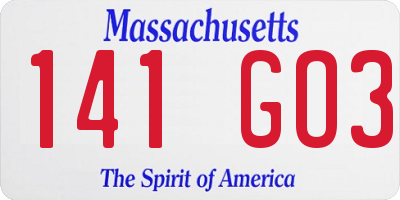 MA license plate 141GO3