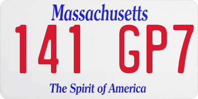 MA license plate 141GP7