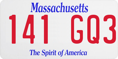 MA license plate 141GQ3