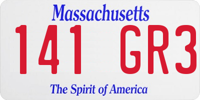 MA license plate 141GR3
