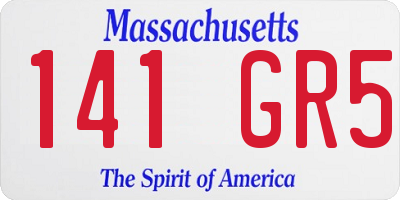MA license plate 141GR5