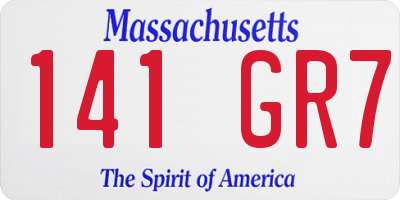 MA license plate 141GR7