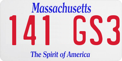 MA license plate 141GS3