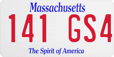 MA license plate 141GS4