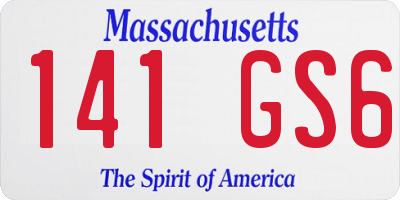 MA license plate 141GS6