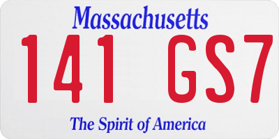 MA license plate 141GS7