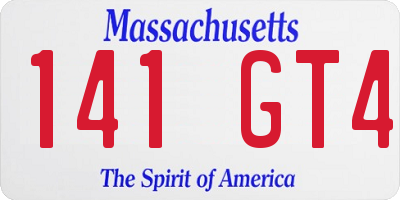 MA license plate 141GT4