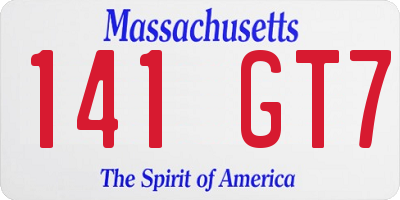 MA license plate 141GT7