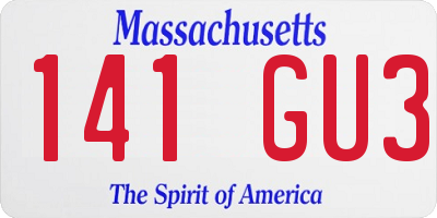 MA license plate 141GU3