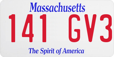 MA license plate 141GV3