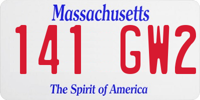 MA license plate 141GW2