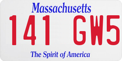 MA license plate 141GW5