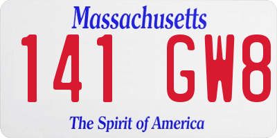 MA license plate 141GW8