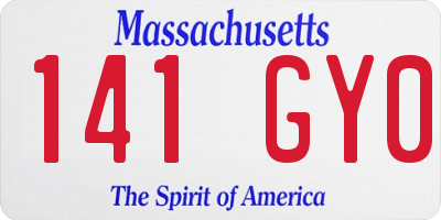 MA license plate 141GY0
