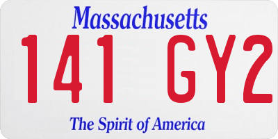 MA license plate 141GY2