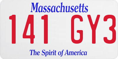 MA license plate 141GY3