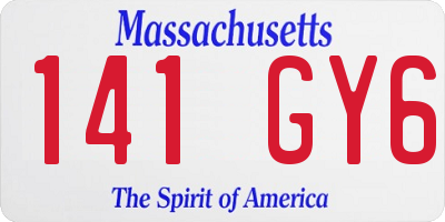 MA license plate 141GY6