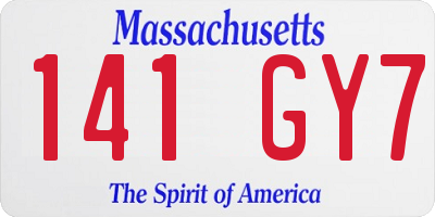 MA license plate 141GY7