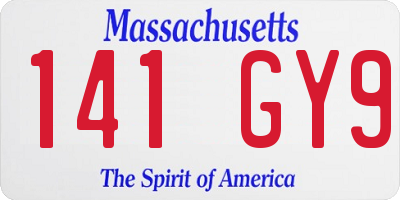 MA license plate 141GY9
