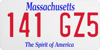 MA license plate 141GZ5