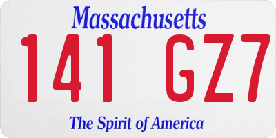 MA license plate 141GZ7