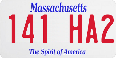 MA license plate 141HA2