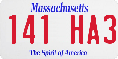 MA license plate 141HA3