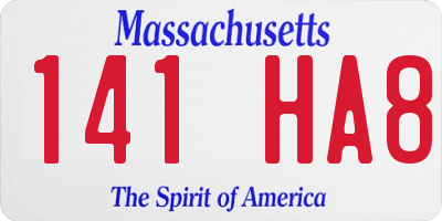 MA license plate 141HA8