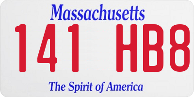 MA license plate 141HB8