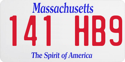 MA license plate 141HB9