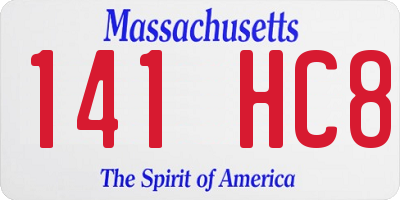 MA license plate 141HC8