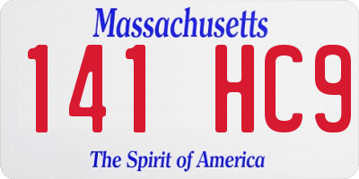 MA license plate 141HC9