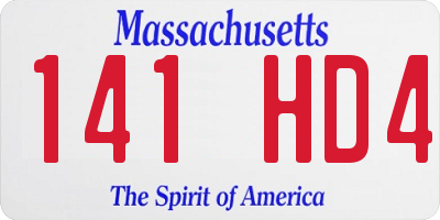 MA license plate 141HD4