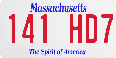 MA license plate 141HD7