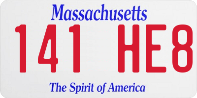 MA license plate 141HE8