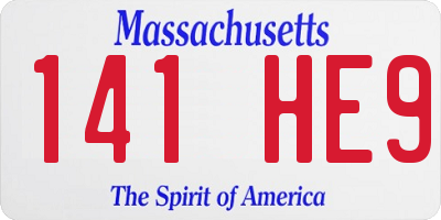 MA license plate 141HE9