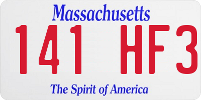MA license plate 141HF3