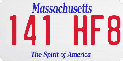 MA license plate 141HF8