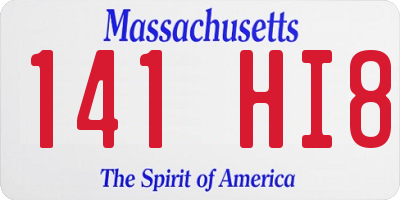 MA license plate 141HI8
