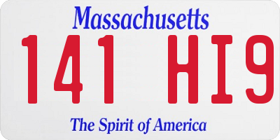 MA license plate 141HI9