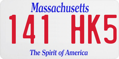 MA license plate 141HK5
