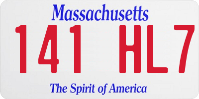MA license plate 141HL7