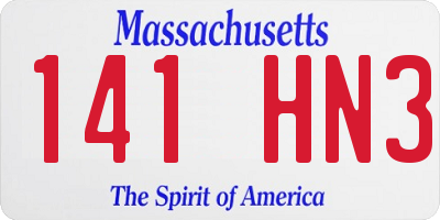 MA license plate 141HN3