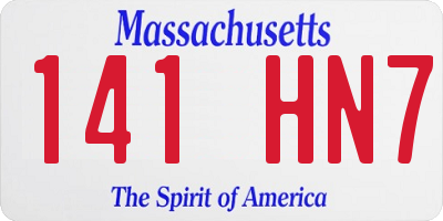MA license plate 141HN7