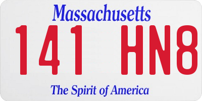 MA license plate 141HN8