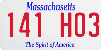 MA license plate 141HO3