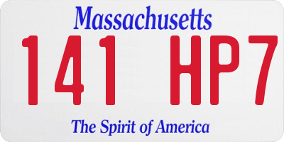 MA license plate 141HP7