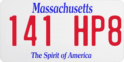 MA license plate 141HP8