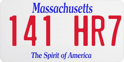 MA license plate 141HR7