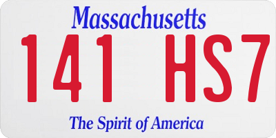 MA license plate 141HS7